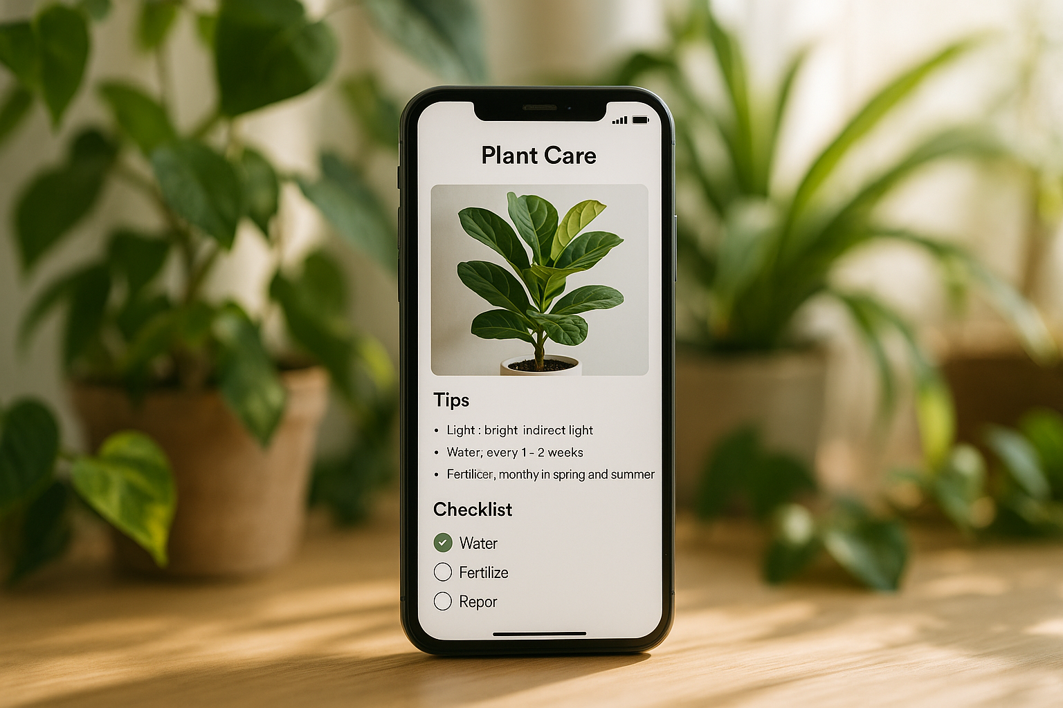 Application de jardinage en action