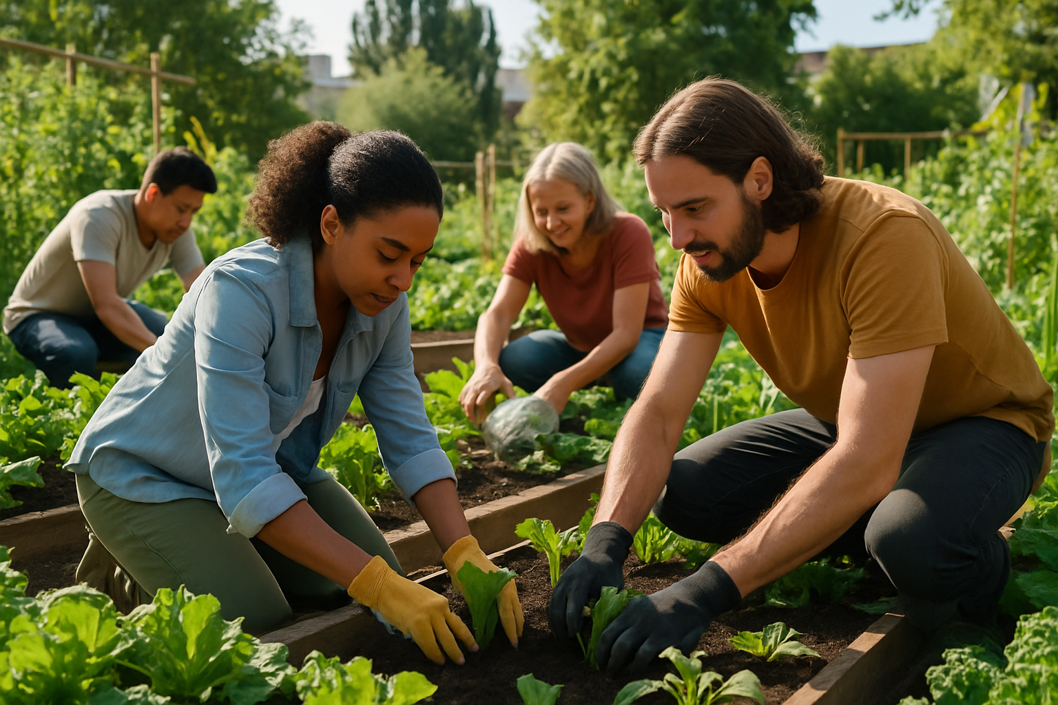 Jardinage urbain dans un jardin communautaire
